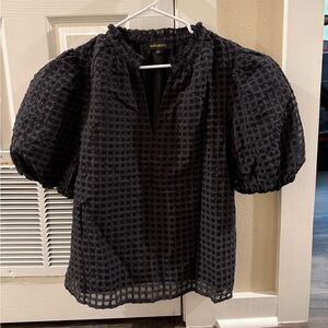 Sugarlips Gretna Organza Check Ruffle Blouse in Black - Size XL